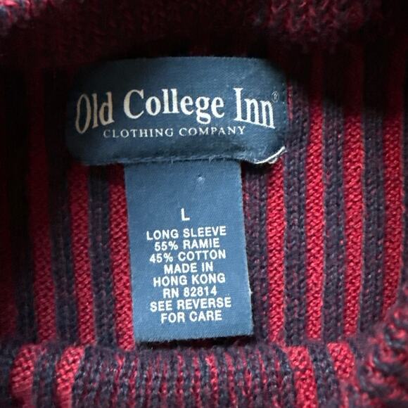 Old College Inn Vintage Maroon Navy Stripe Cotton Sweater Men’s Large - Picture 5 of 8